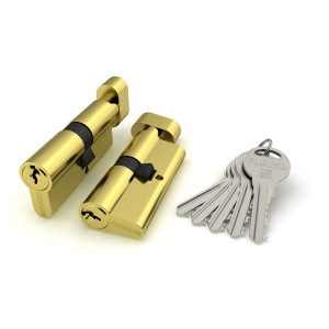 Цилиндровый механизм Fuaro (Фуаро) с вертушкой R302/60 mm-BL (25+10+25) PB  латунь 5 кл. БЛИСТЕР