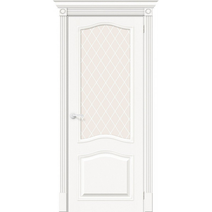 Межкомнатная дверь Вуд Классик-55 Whitey White Сrystal